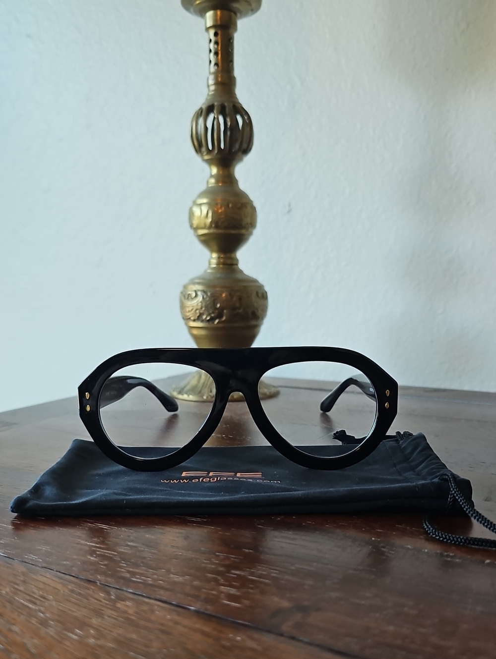 ●●EFE EYEGLASSES BLACK OVERSIZED AVIATOR STYLE NIB●●